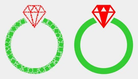Pixelated and Flat Vector Jewelry Ring Icon Stock Illustration