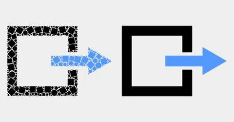 Pixelated and Flat Vector Log Out Icon Illustrazione stock