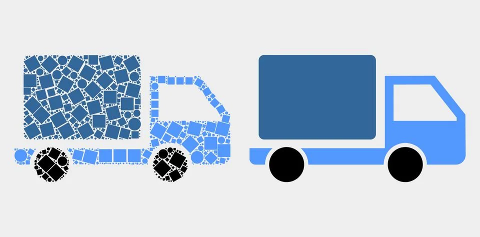 Pixelated and Flat Vector Lorry Icon 스톡 일러스트
