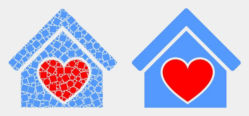 Pixelated and Flat Vector Love House Icon Ilustración de archivo