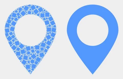 Pixelated and Flat Vector Map Marker Icon Illustrazione stock