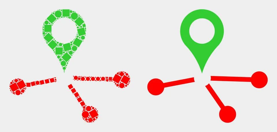 Pixelated and Flat Vector Map Pointer Links Icon Illustrazione stock