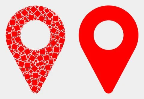 Pixelated and Flat Vector Map Pointer Icon Stock Illustration