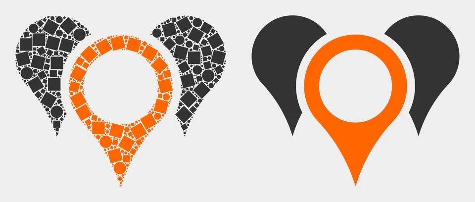 Pixelated and Flat Vector Map Pointers Icon Stock Illustration