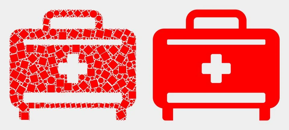 Pixelated and Flat Vector Medical Baggage Icon Illustrazione stock