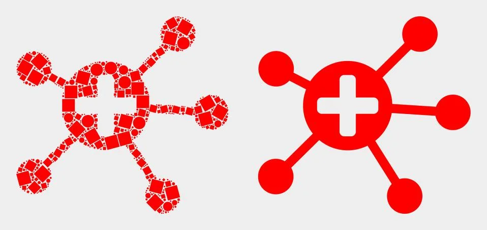 Pixelated and Flat Vector Medical Links Icon 스톡 일러스트