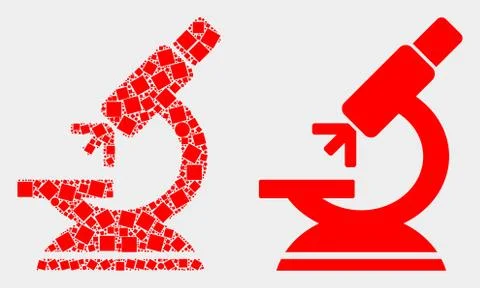 Pixelated and Flat Vector Microscope Icon Stock Illustration