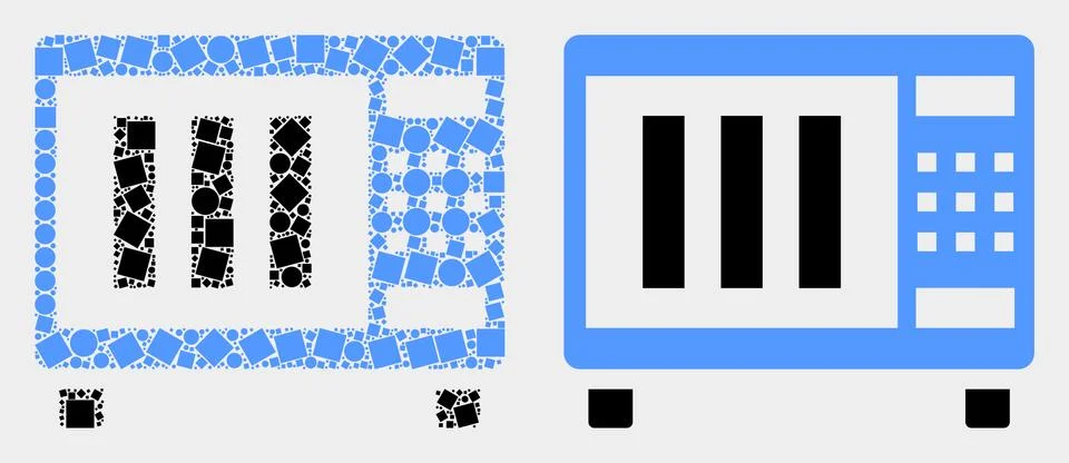 Pixelated and Flat Vector Microwave Oven Icon Stock Illustration