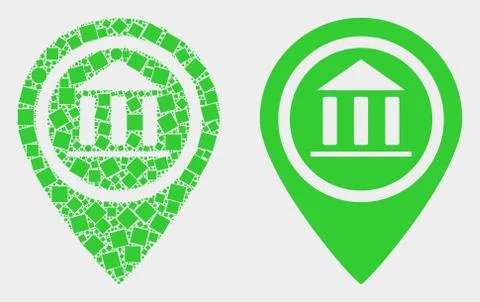 Pixelated and Flat Vector Museum Map Marker Icon Ilustración de archivo