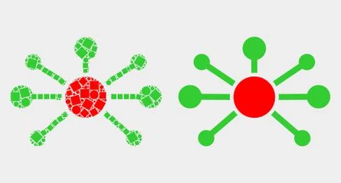 Pixelated and Flat Vector Node Links Icon Illustrazione stock