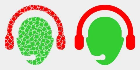 Pixelated and Flat Vector Operator Head Icon Illustrazione stock