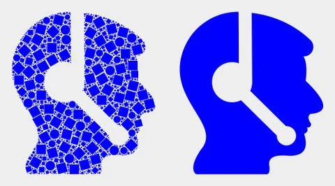 Pixelated and Flat Vector Operator Head Icon Illustrazione stock