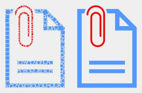 Pixelated and Flat Vector Paperclip Page Icon Illustrazione stock