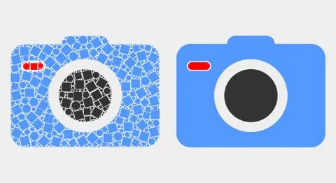 Pixelated and Flat Vector Photo Camera Icon Illustrazione stock