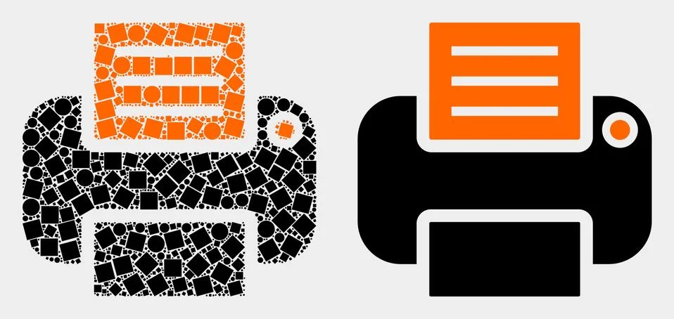 Pixelated and Flat Vector Printer Icon Stock Illustration