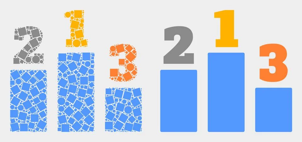 Pixelated and Flat Vector Prize Places Icon Stock Illustration