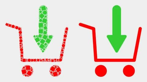 Pixelated and Flat Vector Put Shopping Item Icon Illustrazione stock