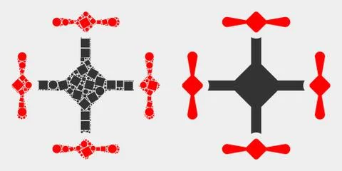 Pixelated and Flat Vector Quadcopter Icon Illustrazione stock
