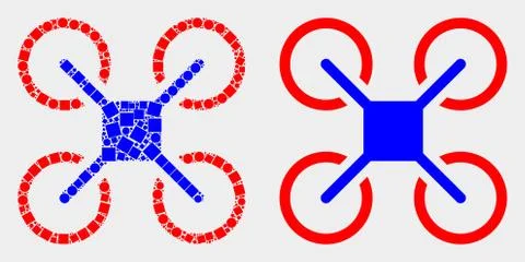 Pixelated and Flat Vector Quadcopter Icon Illustrazione stock