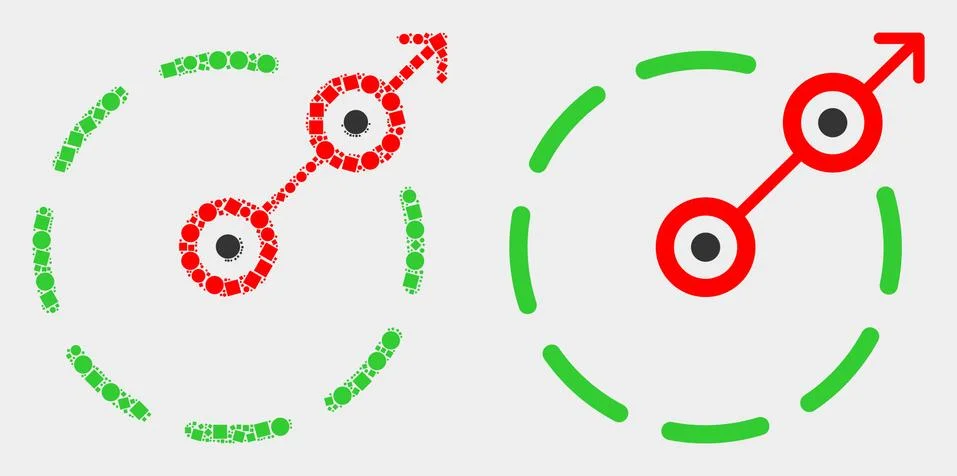 Pixelated and Flat Vector Radial Escape Border Icon Stock Illustration