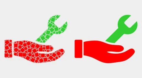 Pixelated and Flat Vector Repair Hand Icon Stock Illustration