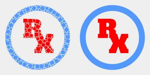 Pixelated and Flat Vector RX Receipt Symbol Icon 스톡 일러스트
