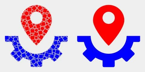 Pixelated and Flat Vector Service Map Marker Icon Stock Illustration