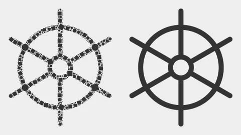 Pixelated and Flat Vector Ship Rule Wheel Icon Illustrazione stock