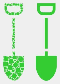 Pixelated and Flat Vector Shovel Icon Stock Illustration