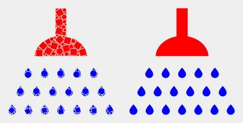 Pixelated and Flat Vector Shower Icon 스톡 일러스트