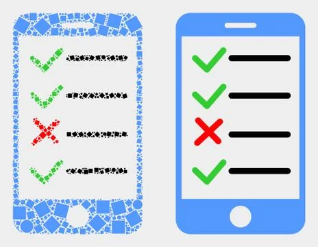Pixelated and Flat Vector Smartphone Task List Icon Stock Illustration