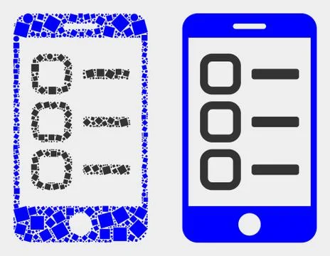 Pixelated and Flat Vector Smartphone Tasks Icon Stock Illustration