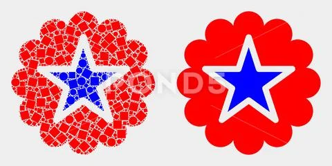 Pixelated and Flat Vector Star Rosette Icon Stock Illustration