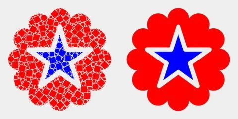Pixelated and Flat Vector Star Rosette Icon Stock Illustration