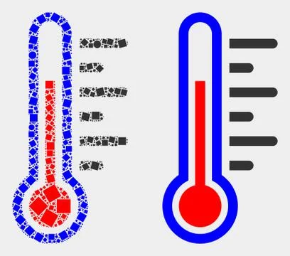 Pixelated and Flat Vector Temperature Icon 스톡 일러스트