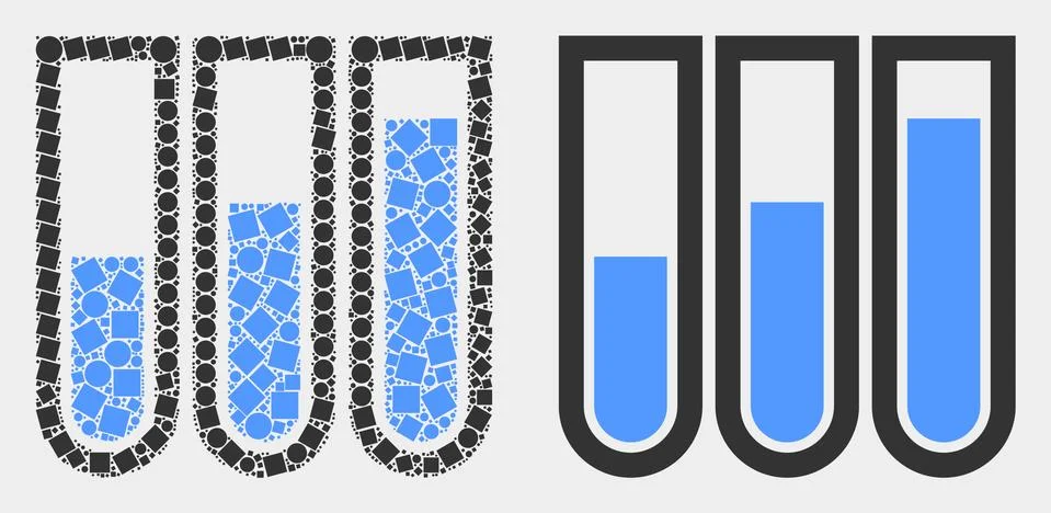 Pixelated and Flat Vector Test-Tubes Icon 스톡 일러스트