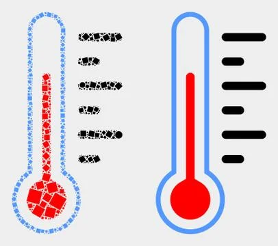 Pixelated and Flat Vector Thermometer Icon Illustrazione stock