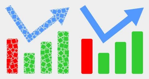 Pixelated and Flat Vector Trend Chart Icon Stock Illustration