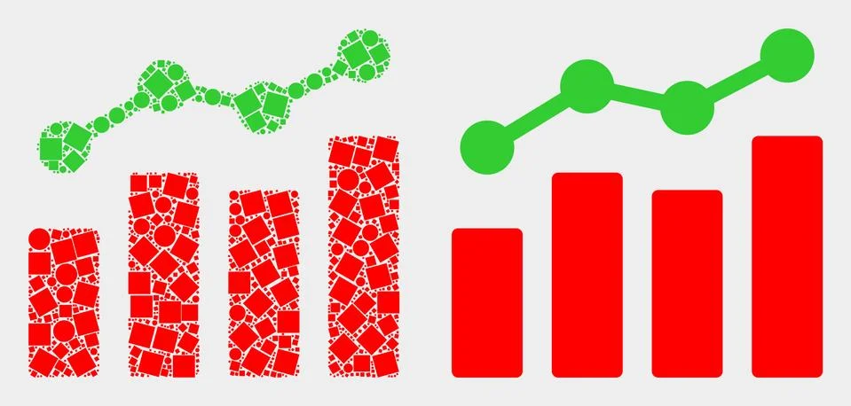 Pixelated and Flat Vector Trend Charts Icon 스톡 일러스트