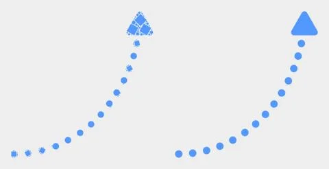 Pixelated and Flat Vector Up Trend Arrow Icon Stock Illustration