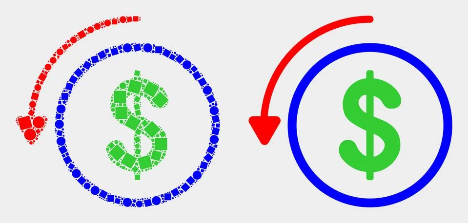Pixelated and Flat Vector Undo Payment Icon 스톡 일러스트
