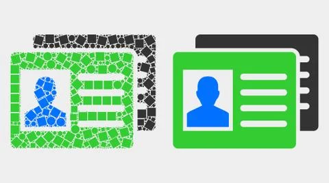 Pixelated and Flat Vector User Id Cards Icon Stock Illustration