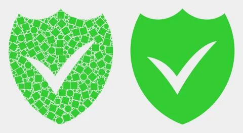 Pixelated and Flat Vector Valid Shield Icon 스톡 일러스트