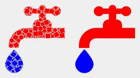 Pixelated and Flat Vector Water Plumbing Gear Icon Illustrazione stock