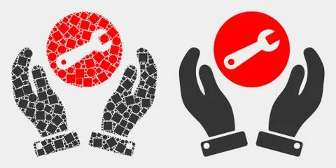 Pixelated and Flat Vector Wrench Repair Hands Icon Illustrazione stock