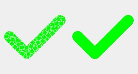 Pixelated and Flat Vector Yes Tick Icon Illustrazione stock