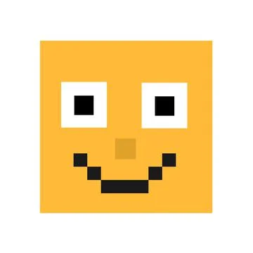 Pixelated and squared angular emoji and emoticon. Symbol and pictogram of hap 스톡 일러스트