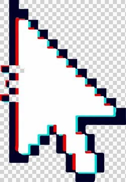 Pixelated arrow cursor showing red and cyan glitch outlines on transparent Stock Illustration
