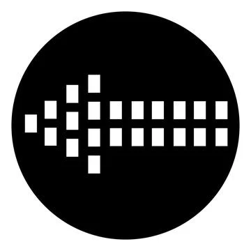 Pixelated arrow icon showing backward direction in black circle Stock Illustration