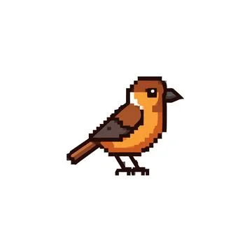 Pixelated avian artwork showcasing a stylized bird design on a plain white .. Stock Illustration